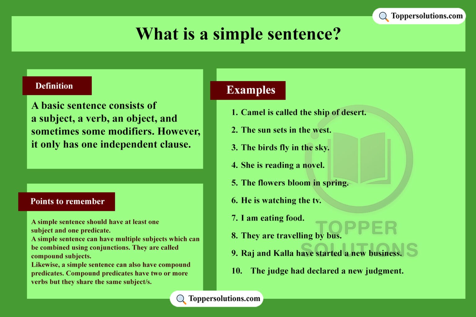 A Simple Sentence: Definition, Structure And Examples - TOPPER SOLUTIONS